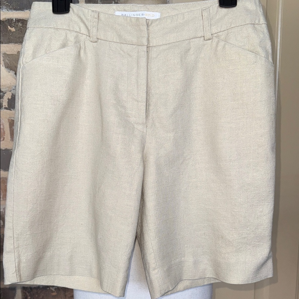 Ballinger Gold Cream with Metallic Thread Bermuda Shorts 9”Inseam Retro Chic